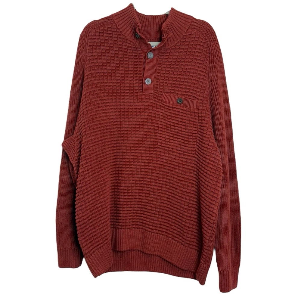 NWT Duluth Trading Men's Burly Retirement Button Mock Heavyweight Sweater Large